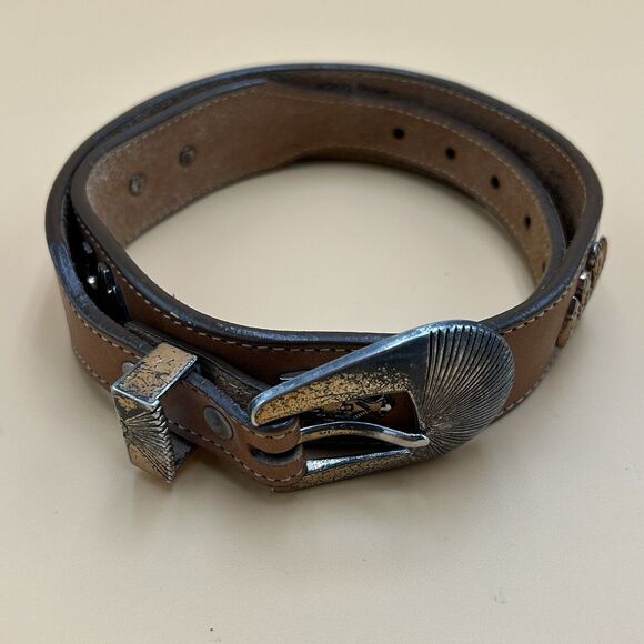 VTG Silver Creek Collection Leather Belt Womens 26 Southwestern Charms Animals - Picture 1 of 11